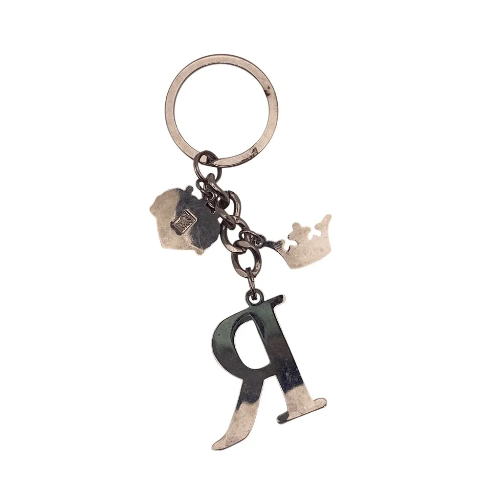 Denver Zoo Initial R Keychain Pink Glitter Crown Souvenir Silver Tone Charm